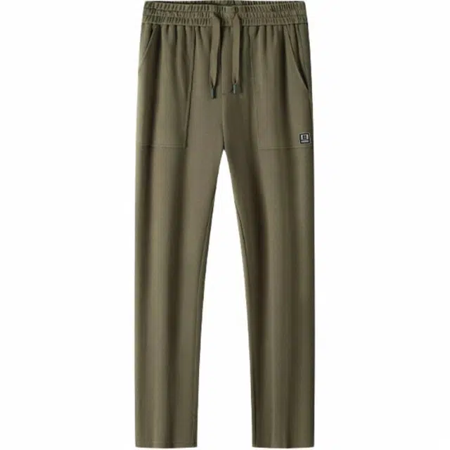 红豆 系带舒适纯色直筒宽松休闲裤 男款