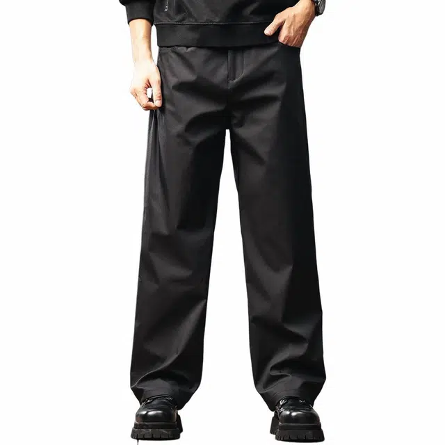 格蓝鹿 学生党潮牌版型天花板宽松直筒直筒伞兵裤子男英伦风高级感户外男士简约休闲裤 男女同款