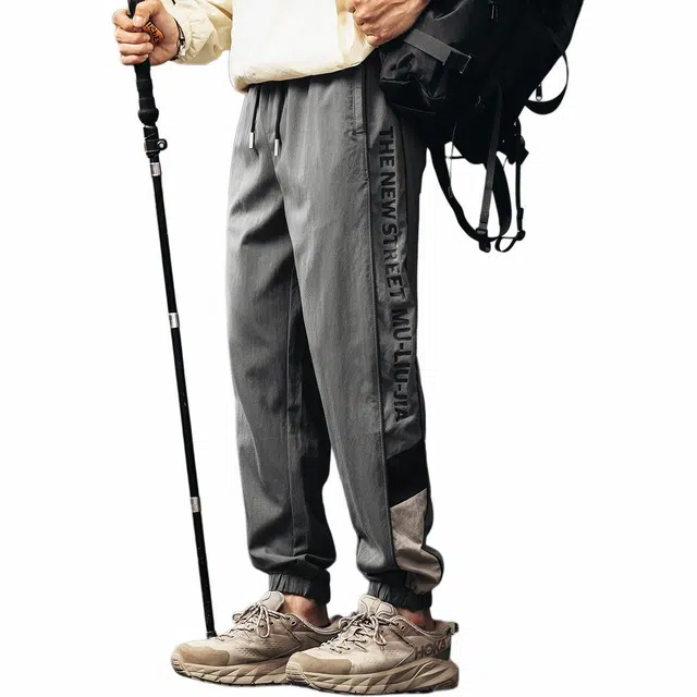 格蓝鹿 极简风复古无性别冰丝薄款宽松休闲裤 男女同款 灰色