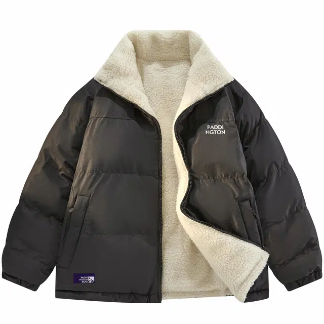 帕丁顿熊 两面穿纯色宽松休闲面包服防风防寒保暖加厚棉服 男女同款