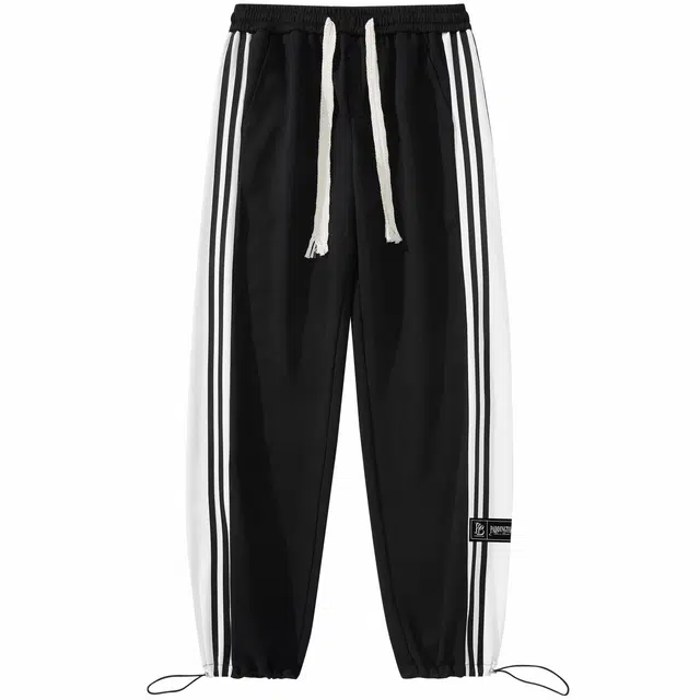 帕丁顿熊 侧边条纹经典复古运动风户外宽松抽绳束脚休闲裤 男女同款