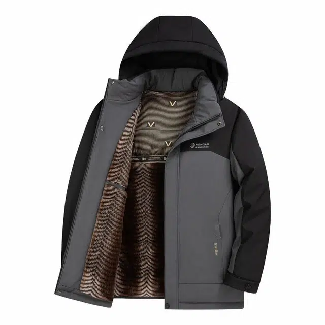 金盾 可脱卸帽保暖加绒加厚御寒棉服 男款