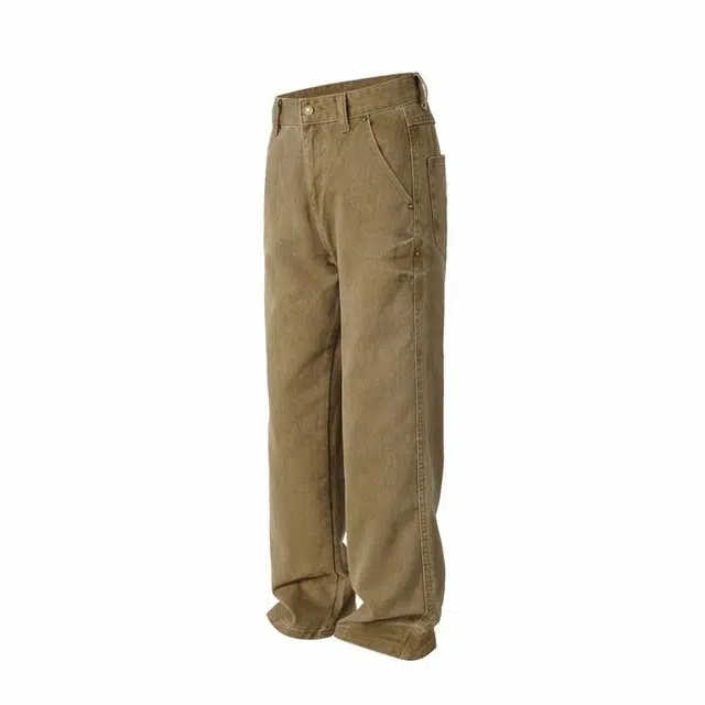 赞仕 美式街头背后涂鸦小众设计感直筒宽松牛仔裤 男女同款