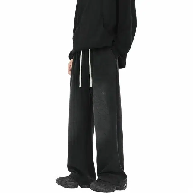 极限涡轮 潮牌美式垂感水洗宽松运动休闲裤 男女同款 黑色