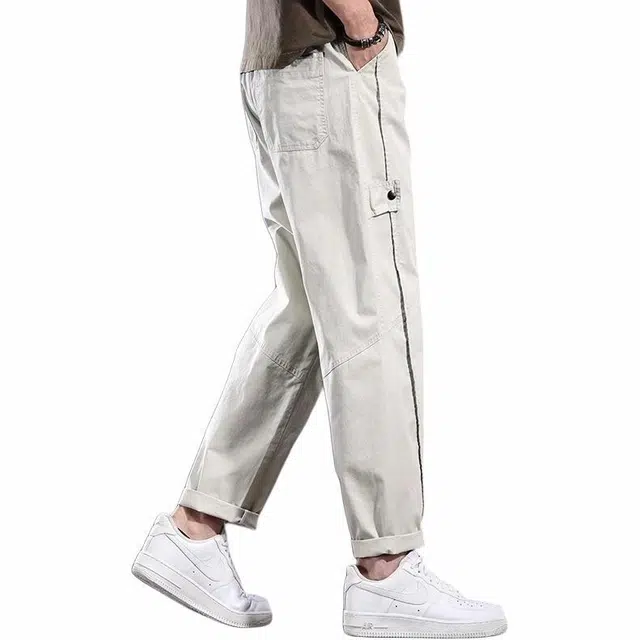 华夏儿女 美式通勤百搭直筒宽松纯色拉链中腰长裤休闲裤 男款