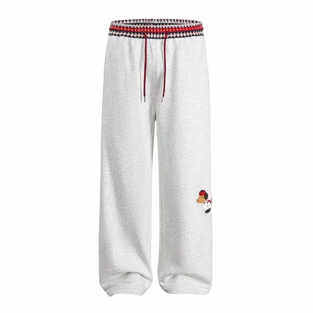 欧路得 美式运动腊肠狗腰头拼接设计感宽松阔腿长裤休闲裤 男款