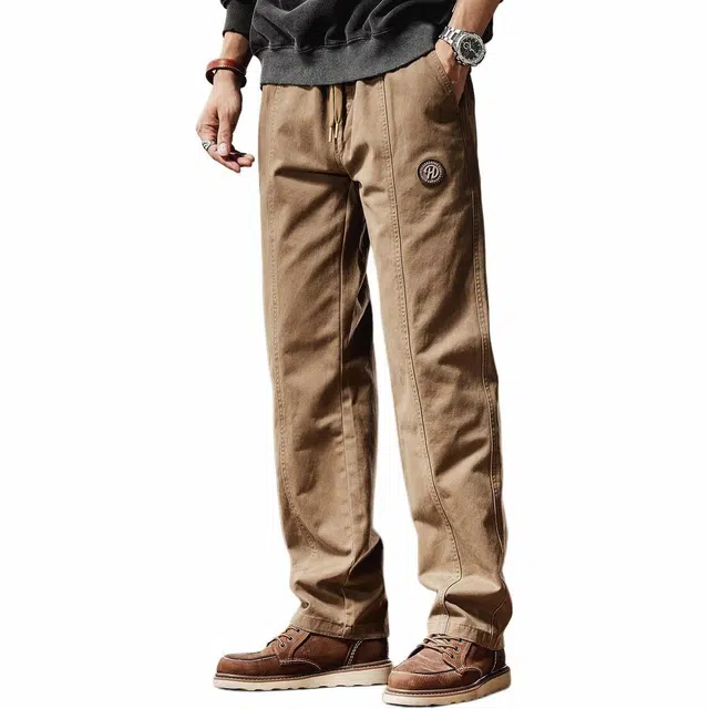 格蓝鹿 设计感宽松潮牌复古工装高端简约弹力休闲裤 男女同款