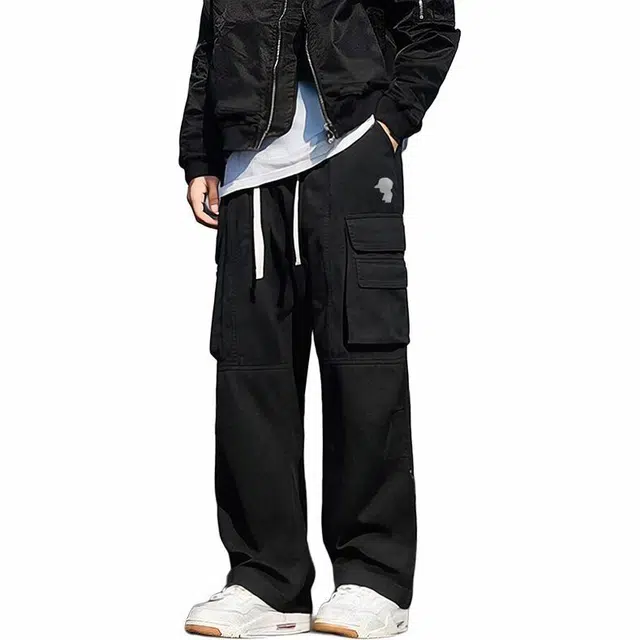 周同学 周杰伦 美式复古卡通形象发泡工艺纯色宽松百搭中腰直筒休闲裤 男女同款