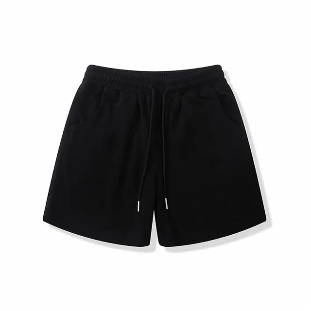 我是大卫 潮流时尚直筒宽松韩版简约纯色百搭五分休闲短裤 男女同款 黑色