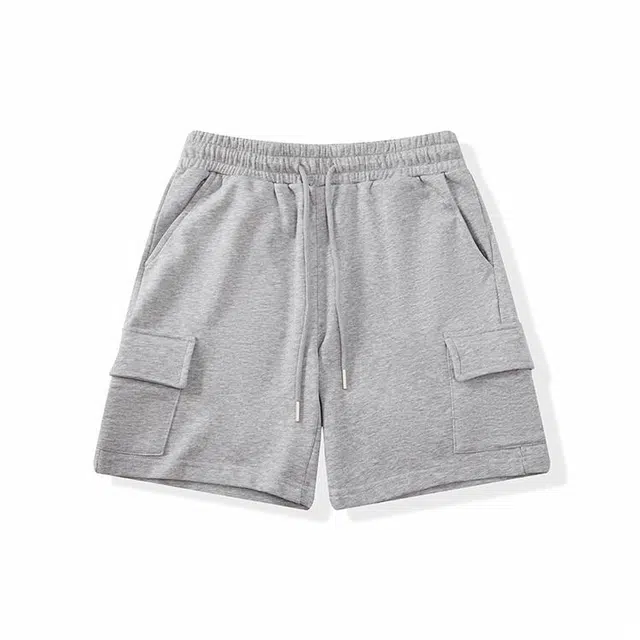 我是大卫 时尚直筒宽松百搭纯色系带五分休闲短裤 男款 灰色