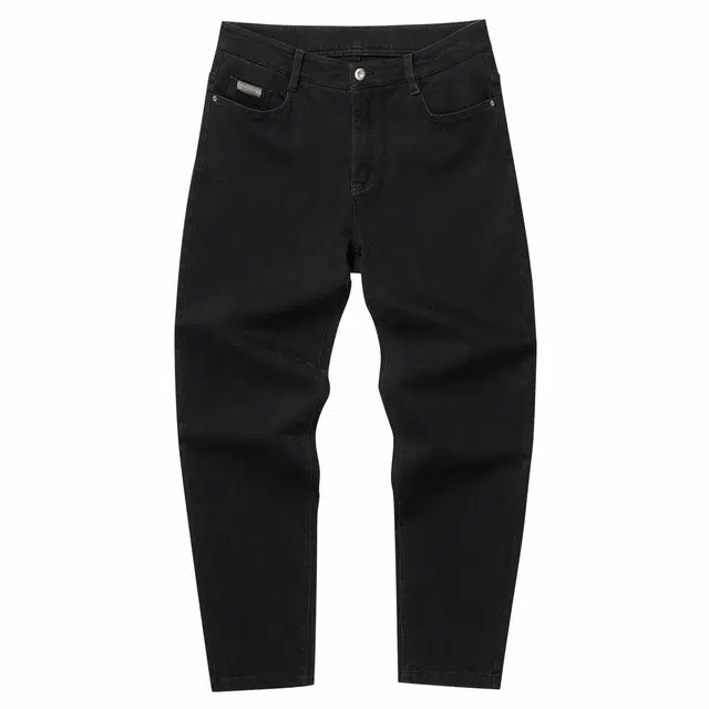 与狼共舞 透气复古弹力亲肤舒适百搭时尚牛仔裤 男款 黑色