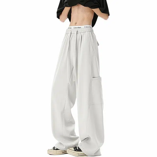 颂希尔 冰丝垂感高街潮流轻薄速干运动休闲裤 男女同款