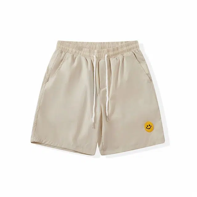 我是大卫 宽松百搭纯色潮流时尚简约直筒休闲短裤 男款 卡其色