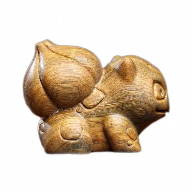 仙友 国潮新中式文玩妙蛙种子简约设计轻奢高级感吉祥如意平安顺遂 绿檀 木作把件 男女同款情侣款