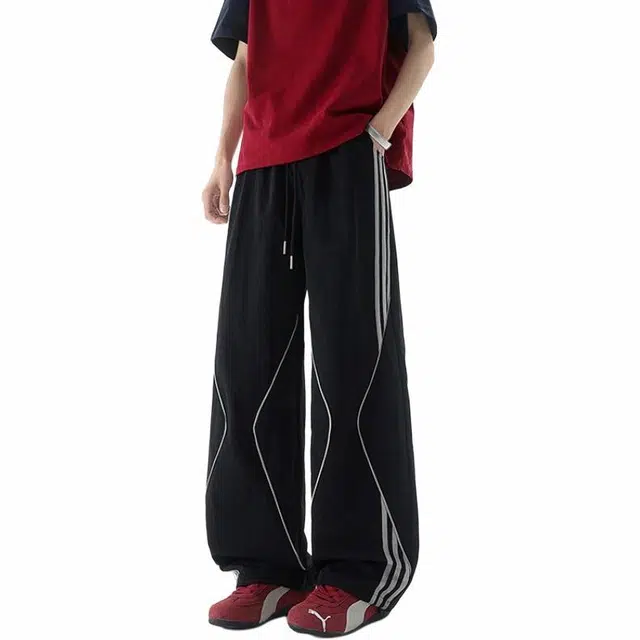 颂希尔 美式复古宽松直筒休闲裤 男女同款