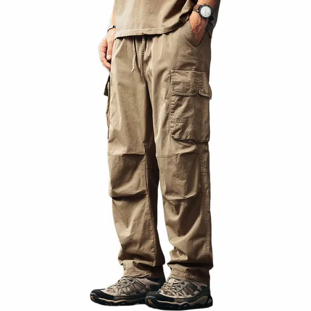 格蓝鹿 宽松工装复古立体多口袋纯色休闲裤 男女同款