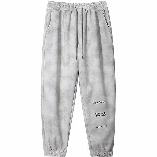 Muscle Dog Retro Tie-Dye Joggers White Grey