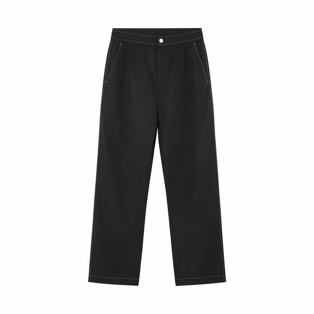 安正 纯色拉链直筒宽松百搭休闲裤 男款