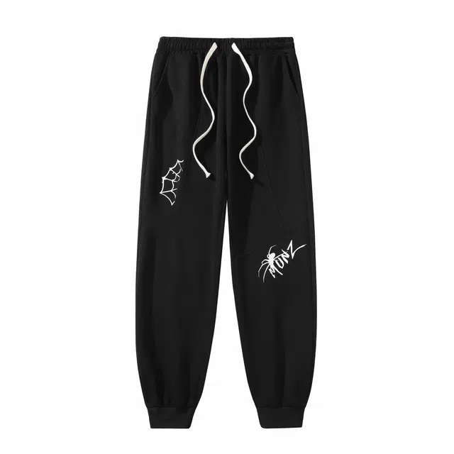 星际者 趣味蜘蛛印花束脚抽绳宽松休闲裤 男女同款