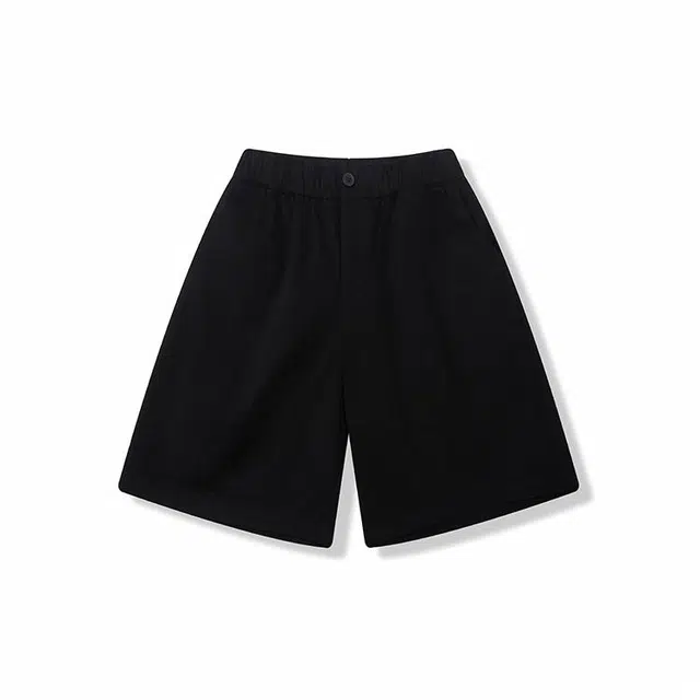 我是大卫 纯色运动直筒宽松五分休闲短裤 男款