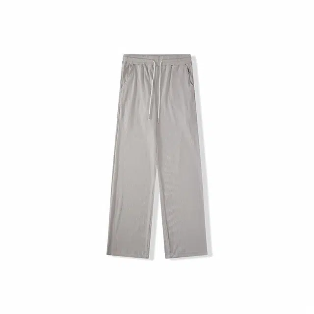 我是大卫 潮牌宽松竖纹设计高级感休闲裤 男款 浅灰色