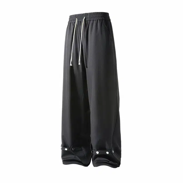 加荣 青少年直筒宽松跑步运动薄款垂感冰丝裤高级感帅气百搭金设计纯色长裤潮流美式复古休闲裤 男女同款