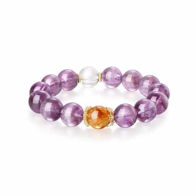 【紫气东来】 金六福吉祥 前程似锦事业顺利学业进步梦幻星光能量满满招财纳福 浪漫灵动甜美手饰通勤百搭天然 紫水晶 手串 女款