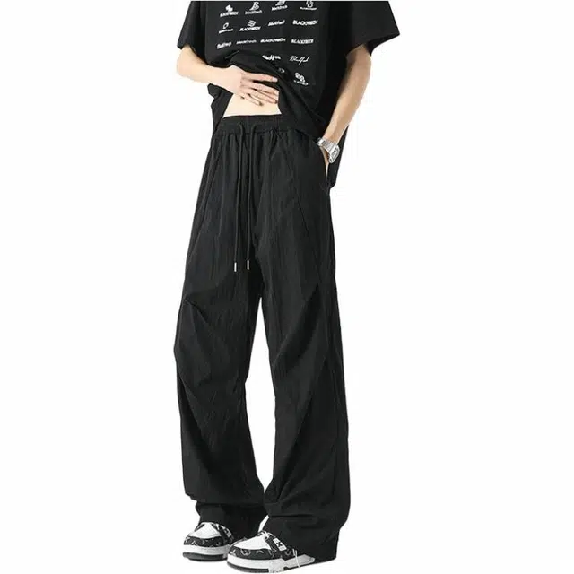 黑马漫画 美式伞兵透气宽松冰丝休闲裤 男女同款