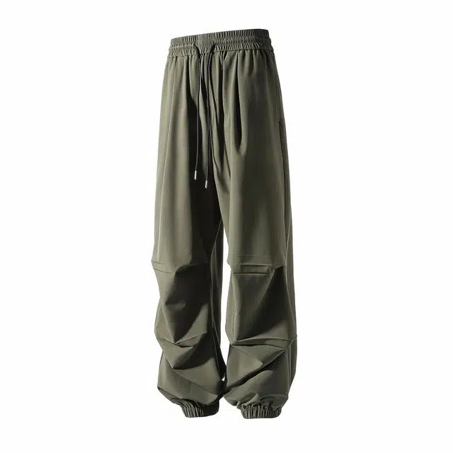 加荣 高级感褶皱潮流痞帅束脚裤垂感宽松抽绳美式跑步薄款速干休闲裤 男女同款