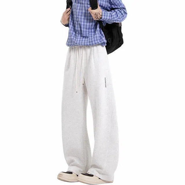 颂希尔 潮牌运动美式垂坠感运动宽松时尚弯刀休闲裤 男女同款