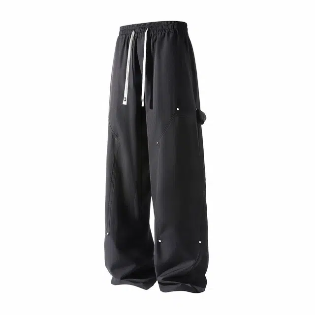 加荣 百搭美式垂感宽松痞帅阔腿裤抽绳高端休闲裤 男女同款