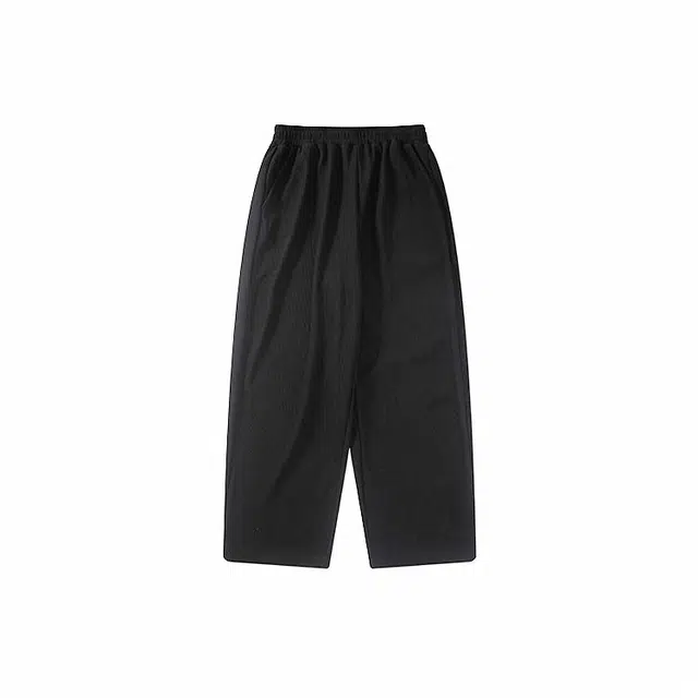 我是大卫 韩版高级感百搭纯色九分松紧腰宽松锥型阔腿休闲裤 男款 黑色