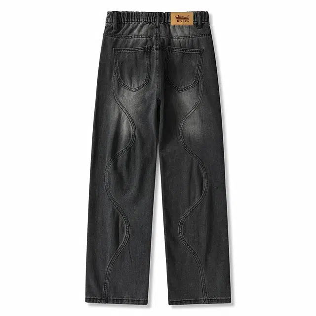 金盾 美式高街小众个性设计感百搭直筒牛仔裤 通用