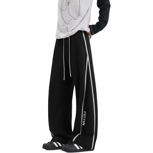 颂希尔 美式垂坠感阔腿直筒弯刀高级感痞帅长裤休闲裤 男女同款