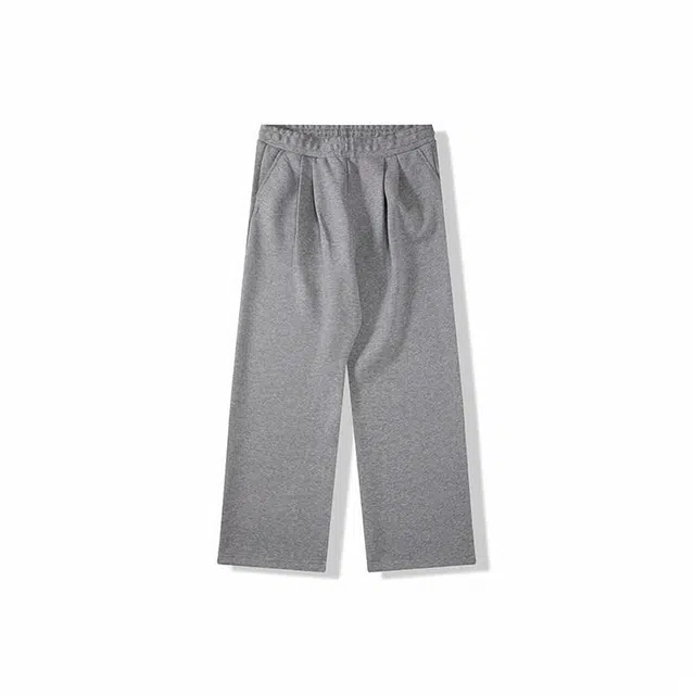 我是大卫 纯色松紧宽松阔腿直筒休闲裤 男款 灰色