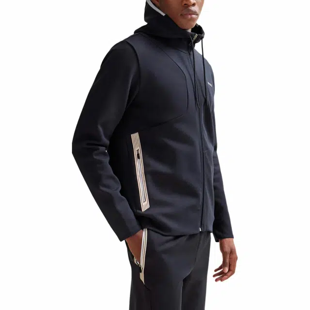 HUGO BOSS Cotton-Blend Zip-Up Hoodie With Hd Logo Print