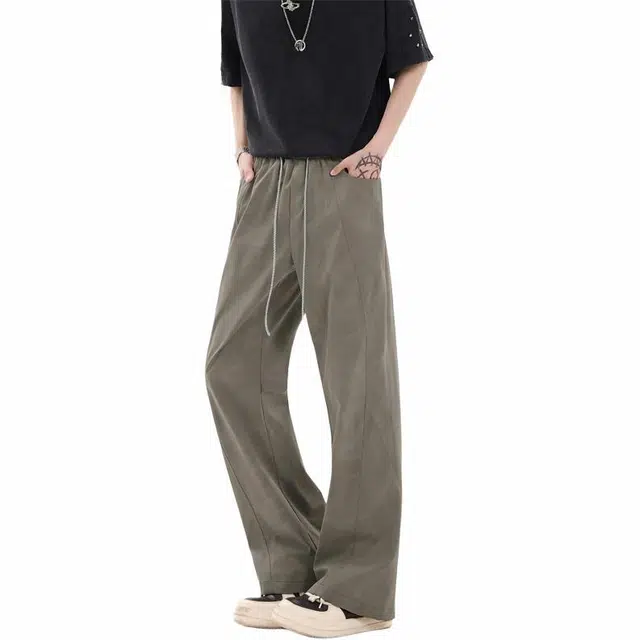 物质公式 美式街头嘻哈复古山系户外经典迷彩工装设计简约基础款宽松透气抽绳系带直筒垂感显高无件别主义百搭休闲裤 男女同款