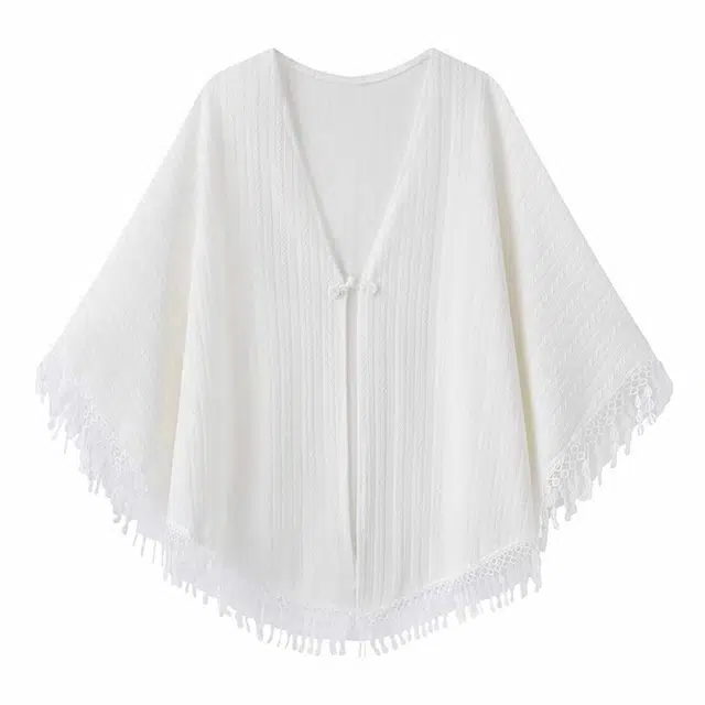 北极绒 复古古风高级感蕾丝镂空流苏外搭潮流百搭气质优雅日常出游 披肩 女款