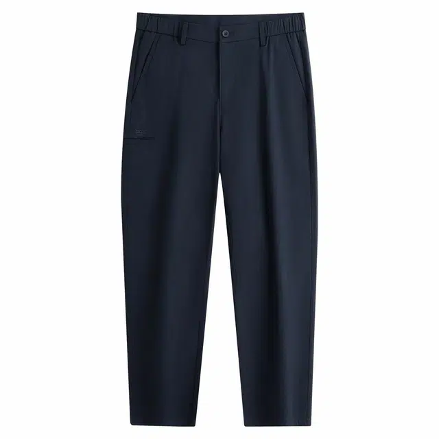 与狼共舞 高棉弹力时尚简约撞色户外通勤舒适九分轻薄休闲裤 男款 深蓝