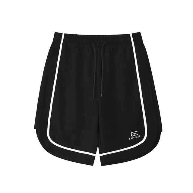 BLACK OF EXIT Retro Letter Pattern Mid-Waist Loose Drawstring Shorts