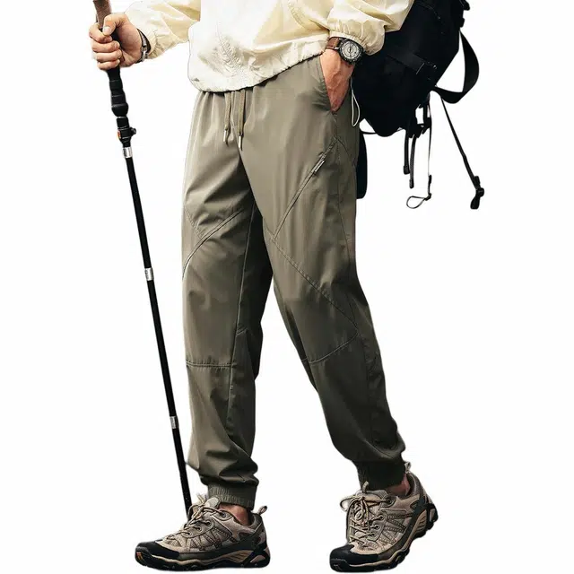 格蓝鹿 主题系列 速干透气简约宽松哈伦垂感慵懒运动纯色休闲裤 男女同款