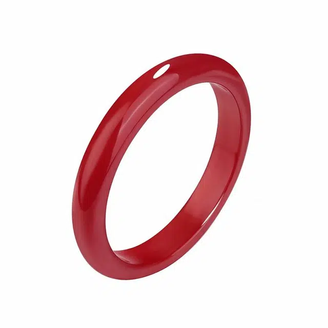 金大福 【温婉正红】赤红贵妃镯 中国红新中式江南风 国潮吉祥古色古香汉服旗袍经典色 百搭高级感轻奢风#好运 玛瑙 玉石手镯 女款