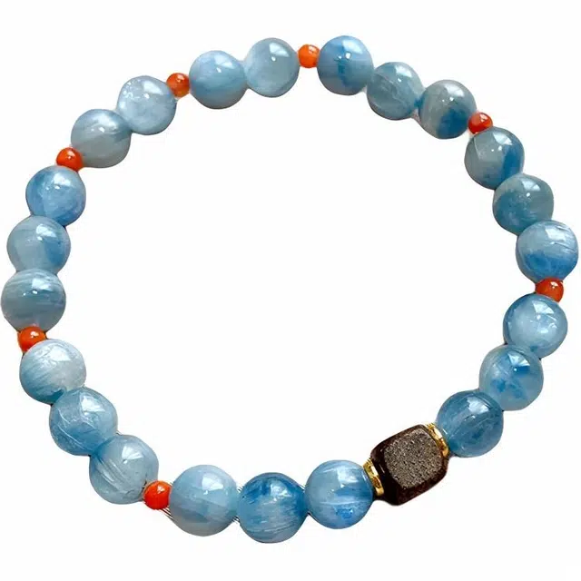 【蓝金景韵】 指尖瑰宝 一眼万物的东方配色国潮新中式轻奢高端招财暴富自信爆棚转运改运好运常在天然 蓝水晶 手串 男女同款情侣款