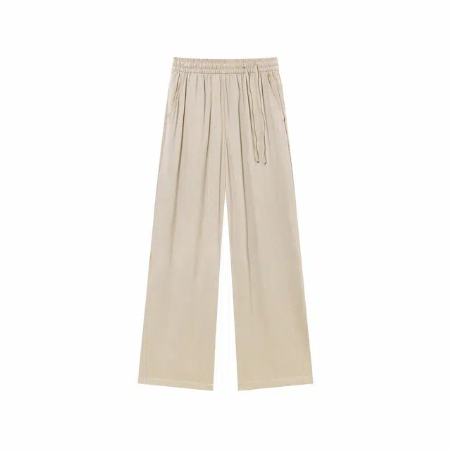 哲源 新中式纯色简约设计感冰丝薄款垂感透气舒适凉感日常通勤宽松百搭直筒休闲裤 男女同款