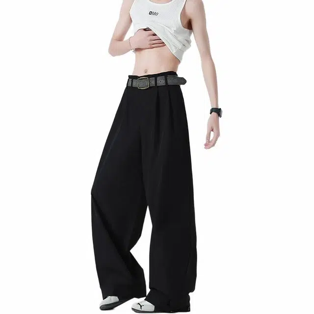 颂希尔 美式宽松薄款直筒时尚轻松简约休闲裤 男女同款