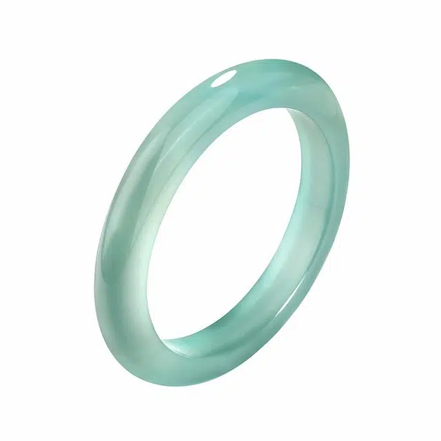 金大福 【珍品马料】库里蓝贵妃镯  马达加斯加料新潮中式国风镯 宫廷江南风汉服旗袍百搭 轻奢高级感通勤风#好运 玉髓 玉石手镯 女款