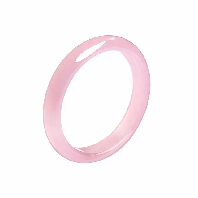 金大福 【润透色泽】樱花粉 中式少女心润玉贵妃镯宫廷风国风美人风 小清新显白蜜桃仙女粉江南风 百搭高级感#好运 玉髓 手镯 女款