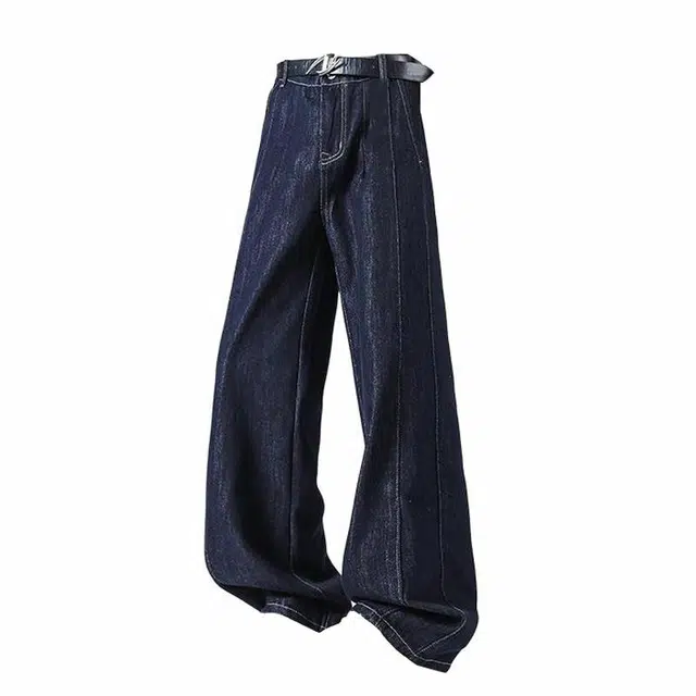 物质公式 美式高街复古宽松简约牛仔裤 男女同款 深蓝色