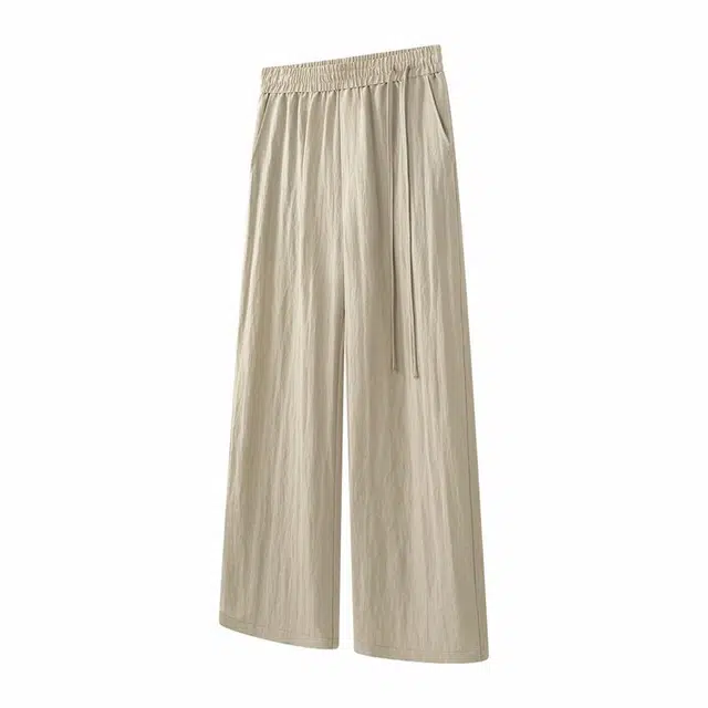 加荣 薄款潮牌新中式设计帅气百搭宽松简约抽绳直筒休闲裤 男女同款