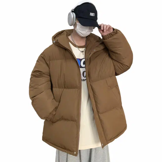 雅鹿 美式复古休闲连帽百搭设计感面包保暖棉服 男女同款